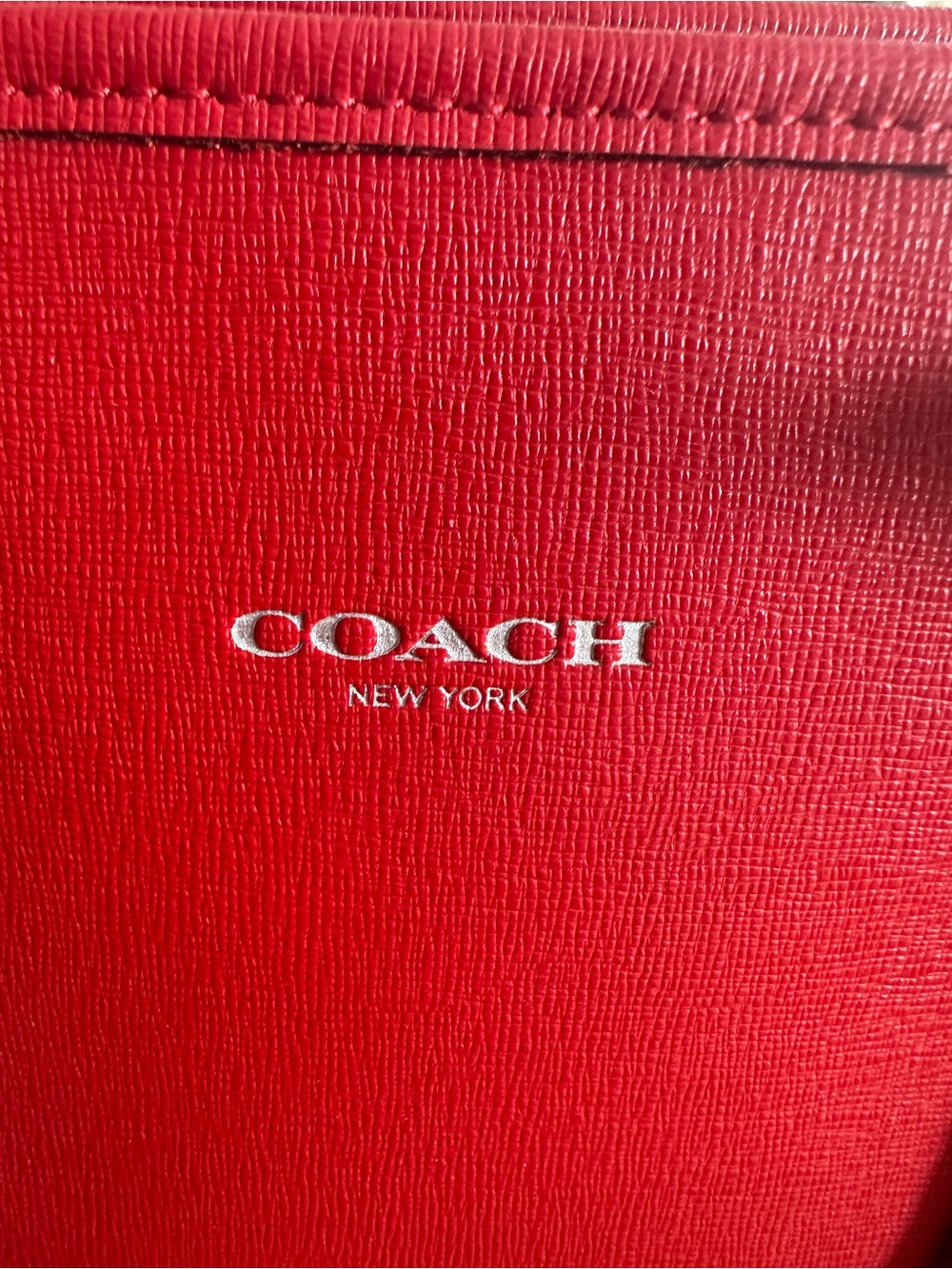 Coach New York Red Leather Logo Detail